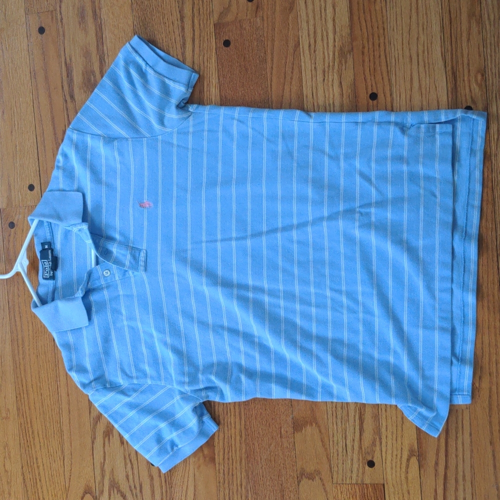 Polo by Ralph Lauren men's polo size medium, blue and white stripe